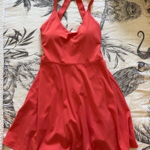 Red Romper Dress with built in shorts and open back